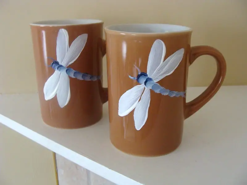 acrylic painted ceramic mugs